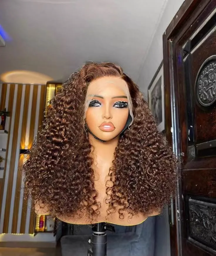 Chocolate brown curly Vietnamese hair wig